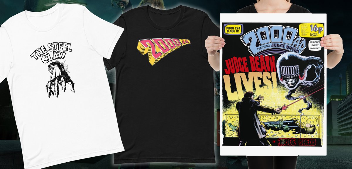 Enjoying the spooky goings-on of #LockwoodandCo? Get T-shirts and prints of classic 2000 AD covers and <a href="/britcomics/">Treasury of British Comics</a>' Steel Claw, as repped by Ali Hadji-Heshmati in Joe Cornish's acclaimed new #Netflix show! Order now worldwide: bit.ly/3RcRxZB