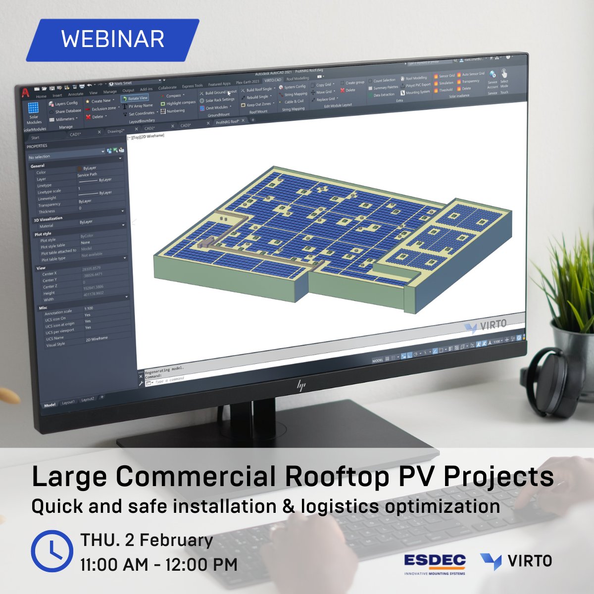 VirtoSolar's tweet image. We're partnering up with #Esdec for a new webinar : install quick and safe large #rooftop #pv projects and optimize logistics and planning. More info and free registration via ow.ly/Ughr50MBNn6
 #virtosolar #pvsoftware #virtocad #solarengineering #solarenergy