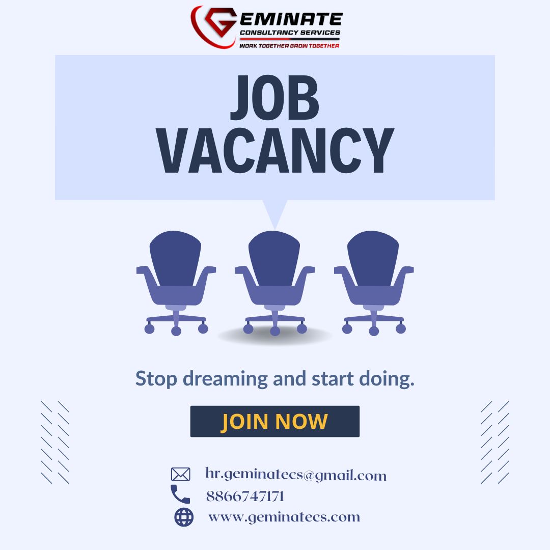 JOB OPPORTUNITIES:
#bde (#erp -Domain) 👨‍💼
#odoodeveloper (1 to 4 years #experience ) 💻
#pythondevelopers ( #fresher ) 💺
#manualtester (1-year Experience )
#javascriptdevelopers (#freshers to 4 years Experience)
#geminatecs  #solution  #geminatesg #geminate #jobopportunities