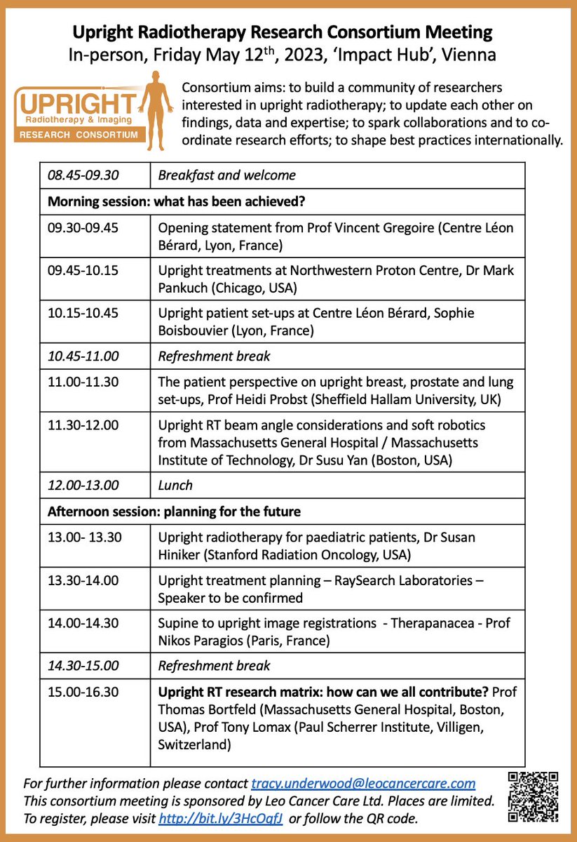 Upright radiotherapy is a field full of scientific opportunities. Internationally, we are still a small group of researchers, but we are a warm &amp; dynamic community. If you are interested in learning more, please consider attending our first in-person 'Research Consortium Meeting'