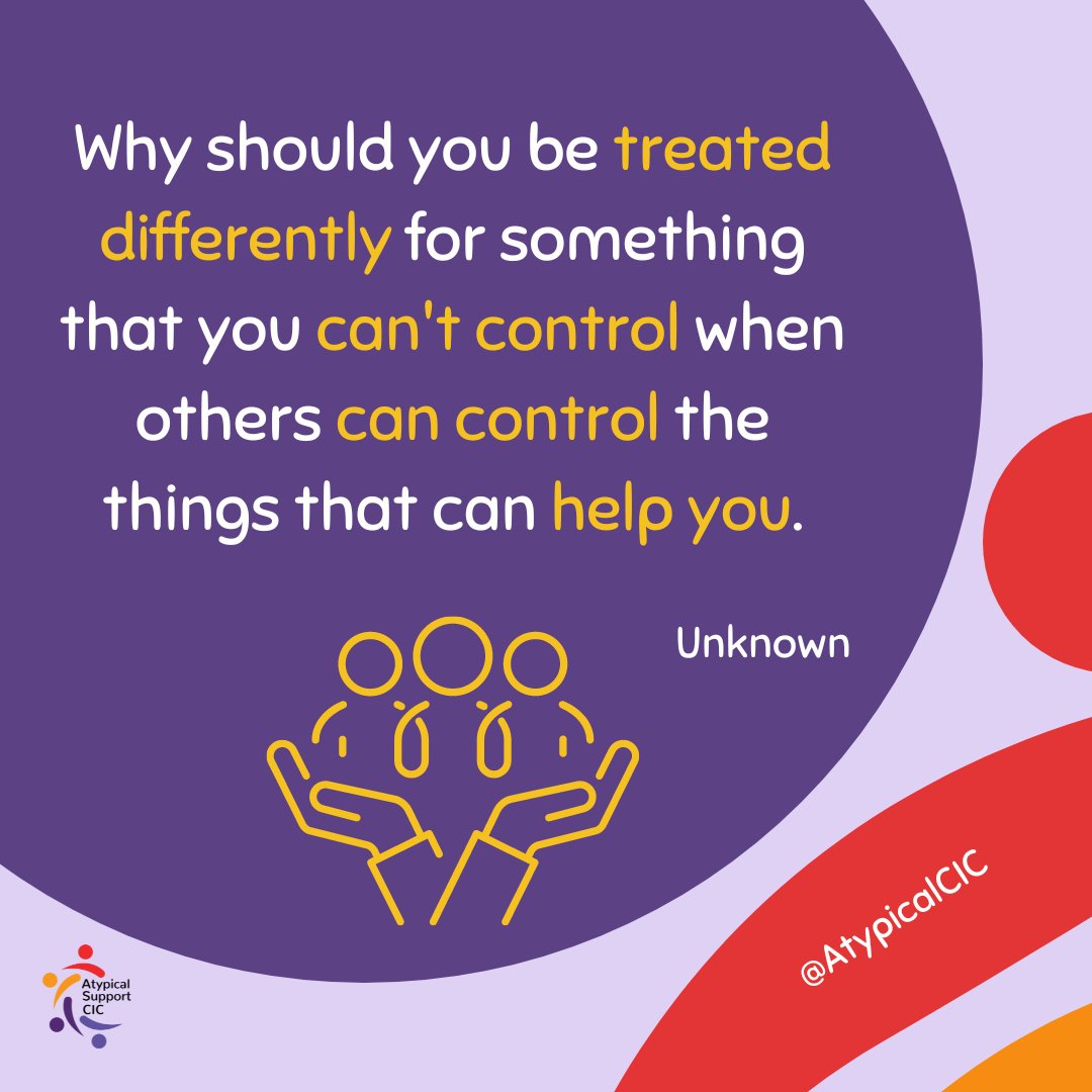 AtypicalSupport's tweet photo. Why should you be treated differently for something that you can't control when others can control the things that can help you.

Unknown https://t.co/wqb0j3WZhx