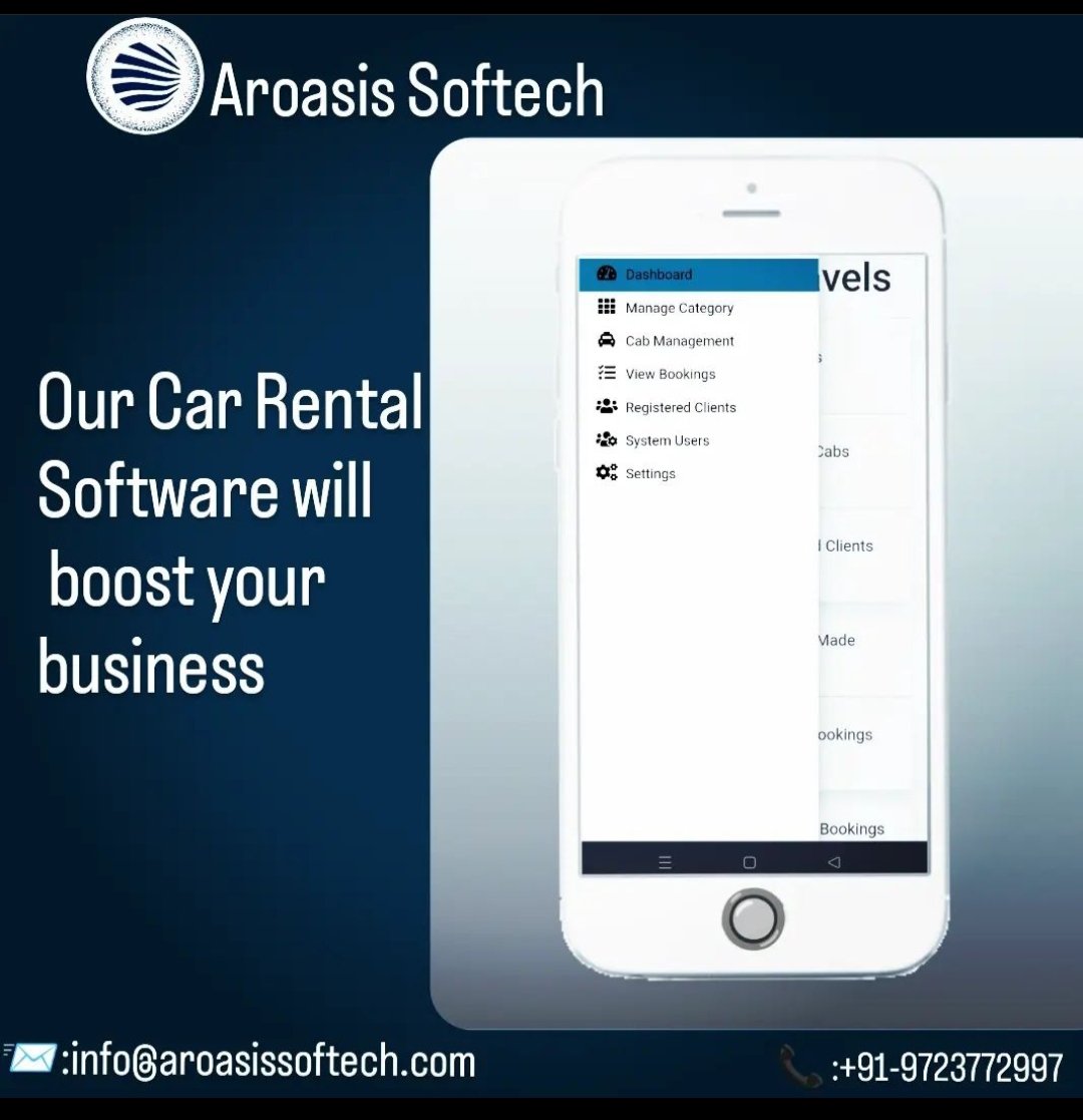Our #cars #rental #Software will boost your business and help manage it with great ease.
Software includes:
Adding Category
Managing Cabs
Register Customer
Trips Details
For more information connect today.
#cabbooking
#rentalsoftware
 #aroasissoftech  #fleetbusiness #mobileapp