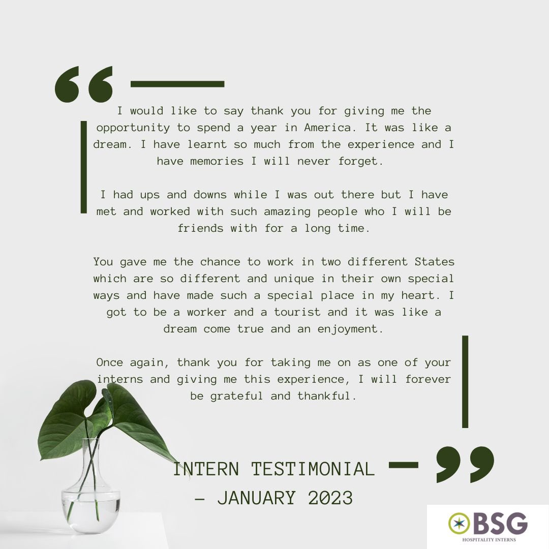 bsg_interns's tweet photo. WE’VE GOT THAT FRIDAY FEELING 🎉
We were delighted to receive another fantastic testimonial earlier this week 🇺🇸
We’ve said it before but we’ll say it again, receiving feedback like this is why we do what we do! 🌎
Changing lives, one student at a time ✨
#internship #opportunity https://t.co/d6WTirGYiF