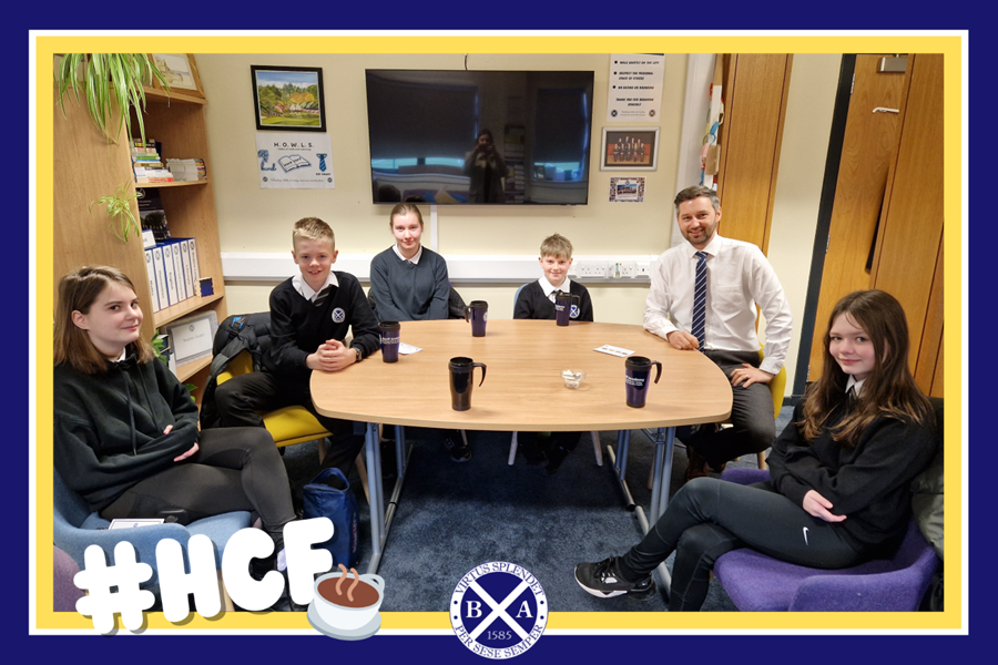BanffAcademyBXA's tweet photo. 🌟 Hot Chocolate Friday 🌟

Due to seniors completing ongoing prelims, this week Deputy Head Teacher, Mr Mochan, was joined for a hot chocolate and a chat by a group of S1-3 superstars who have used their School Leaver Profile skills to impress staff.

Well done! 🏆 https://t.co/z7ObjBUwmg