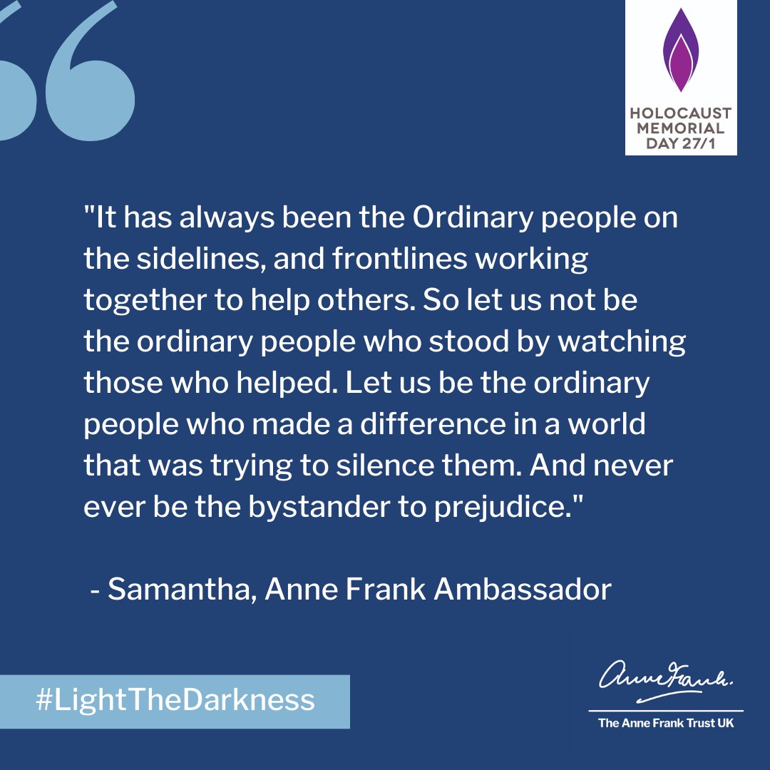 Our Ambassador Samantha, from Mearns Castle High School, shares her reflections on the #HMD2023 theme 'Ordinary People' Taken from her incredibly impactful speech at East Renfrewshire Holocaust Commemorations this week, she urges us all to choose to stand against hate