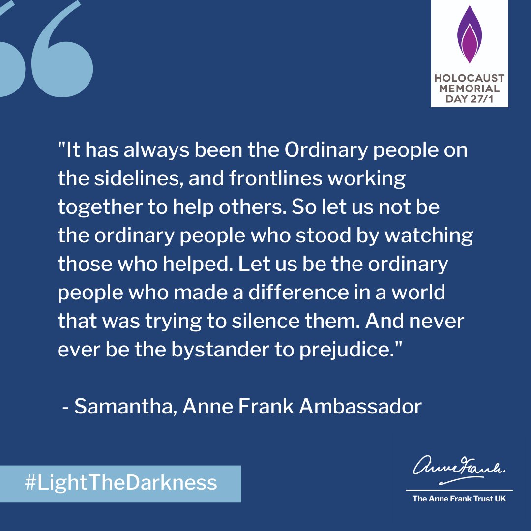 Our Ambassador Samantha, from Mearns Castle High School, shares her reflections on the #HMD2023 theme 'Ordinary People'

Taken from her incredibly impactful speech at East Renfrewshire Holocaust Commemorations this week, she urges us all to choose to stand against hate