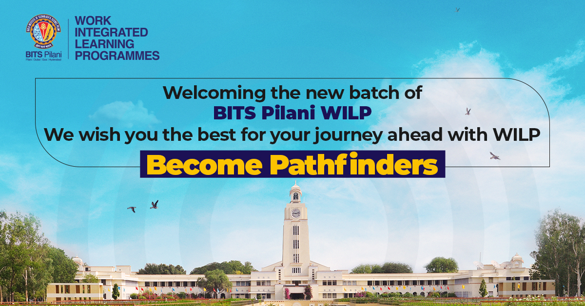 BITSPilani_WILP's tweet photo. BITS Pilani Work Integrated Learning Programmes extends a warm welcome to its new batch. We wish you luck for your journey with us. #BITSPilani #ShapingPathfinders #WILP https://t.co/nVKaSQgMRx