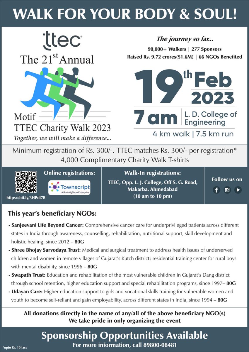 For all our followers in India! Swapath Trust is our partner in India and they have been chosen as one of the charities to benefit from this years charity walk. 
Please do register selecting Swapath trust’ to help us raise much need funds 🙏 #charitywalkindia