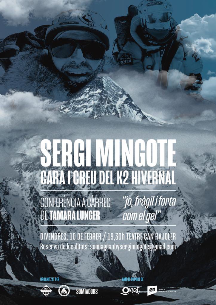 Divendres 10 de febrer a les 19.30h, al Teatre de Can Rajoler, ens convida Tamara Lunger, l'alpinista italiana que va compartir l'expedició al K2 del 2021 amb el Sergi Mingote. Ens explicarà la cara i la creu del K2 hivernal. 

Reserveu entrada: somiagranbysergimingote@gmail.com