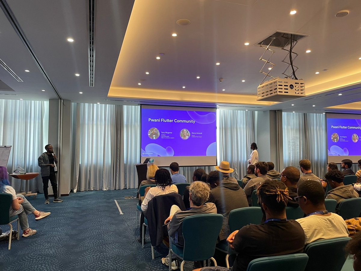 antony_wugoma's tweet photo. It was really awesome presenting at Flutter Forward Community Day on the impactful work we do @pwaniteknowgalz teaching people mobile app development using Flutter.
#FlutterForward 
#flutterdev https://t.co/0PiJaYMt5I