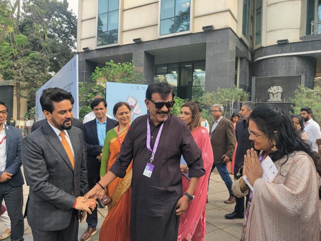 . @priyadarshandir & #Urvashi along with Shri @ianuragthakur, Union Minister for I&B and Youth Affairs & Sports seen at the premiere of #JioStudios & @Wideanglecr's Tamil film #Appatha which opened the Shanghai Cooperation Organisation (SCO) Film Festival.