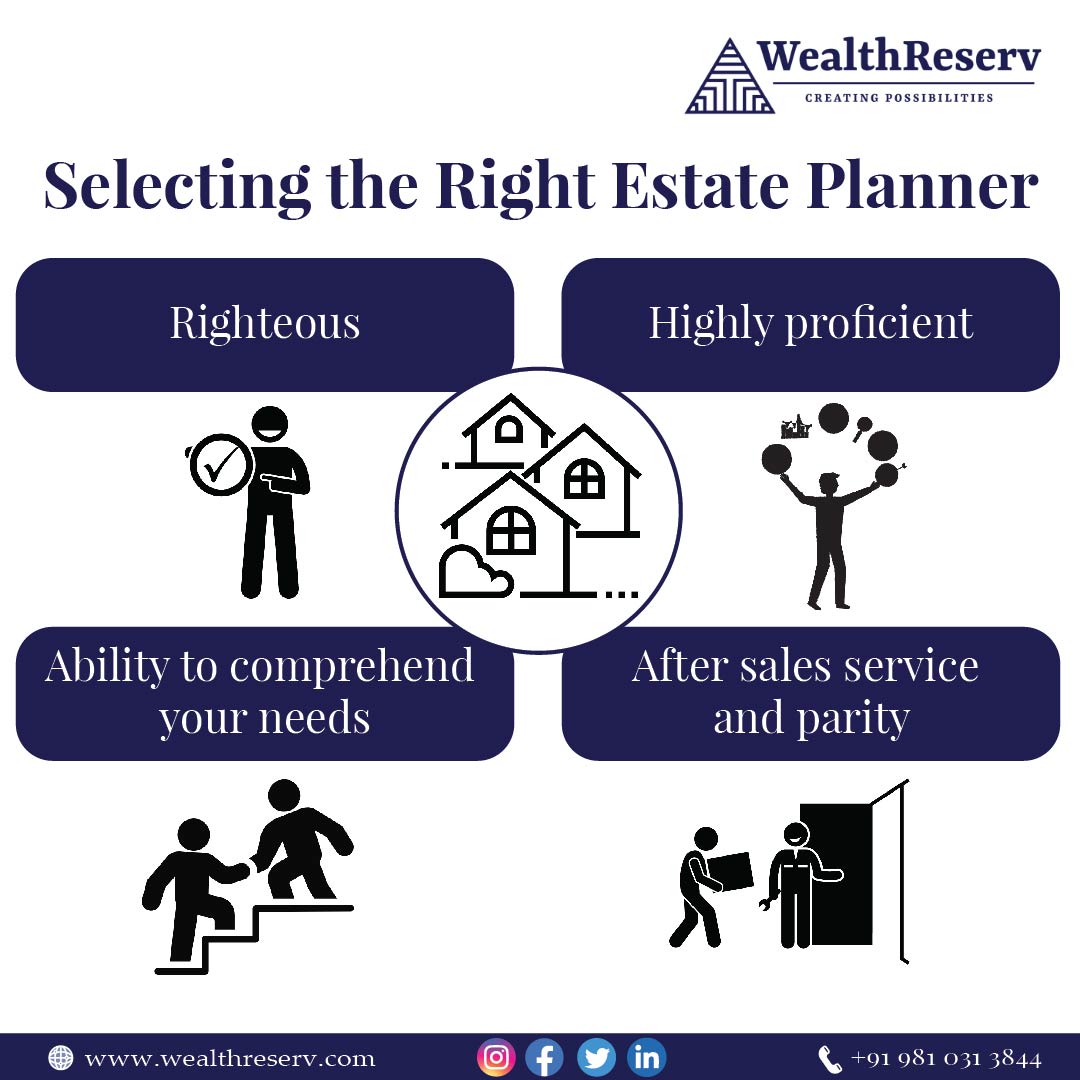 Selecting the Right Estate Planner
* Righteous
* Highly proficient
* Ability to comprehend your needs
* After-sales service and parity

#wealthreserv #EstatePlanner #financialgoals #WealthManagement #CreatingPossibilities