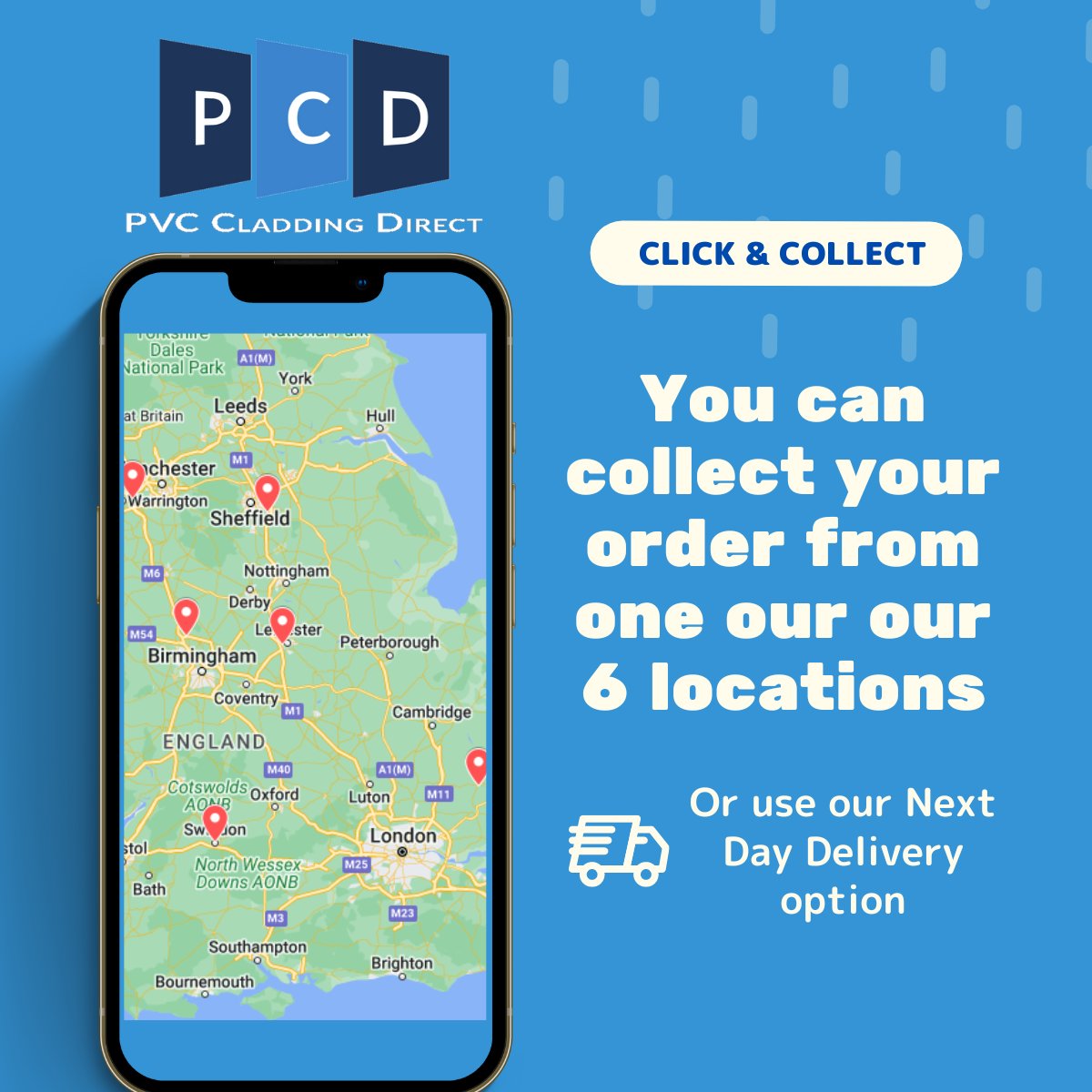 PCD_Cladding's tweet image. Need your #Cladding in a hurry? We offer our #nextdaydelivery as standard but did you know we also offer a #free #clickandcollect service from one of 6 locations based around the country. #pvccladdingdirect #pvccladding #pvc #wallcladding #wallcladdingideas #HygienicCladding