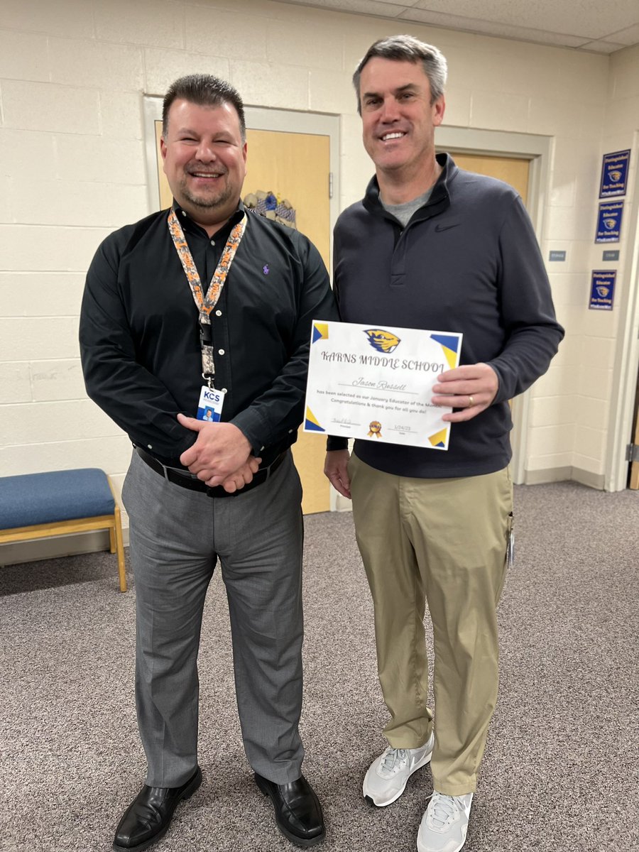 Karns_Middle's tweet image. Congrats to our January Educator of the Month, Jason Russell. He wears so many hats in our building, and never misses a beat. We appreciate you!!!!