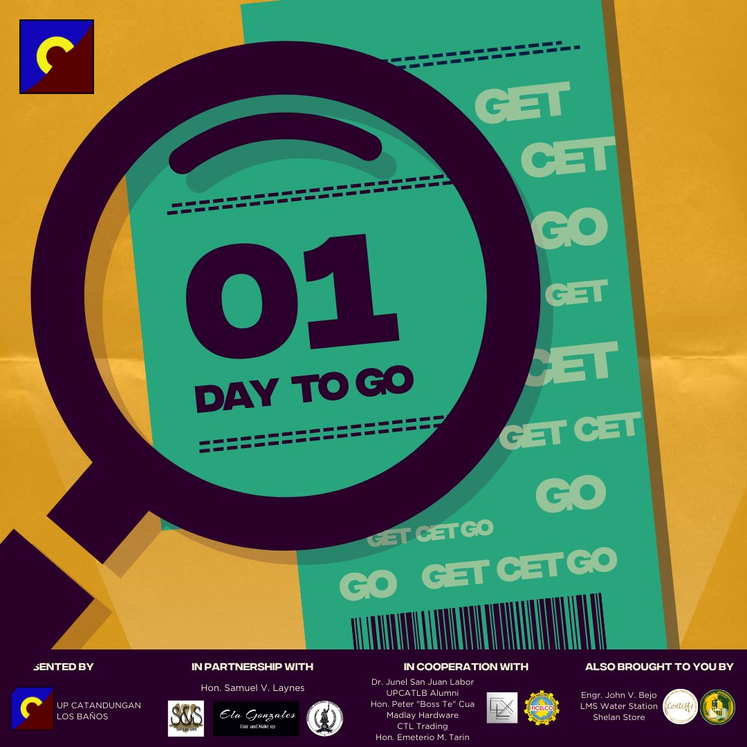 upcatlb's tweet photo. “Do not fear failure but rather fear not trying.” - Roy Bennett
📢 PANGANIBAN, the long wait is over! UPCATLB's Get CET GO 📚 will commence tomorrow, January 28, 2022 🗓 at Catanduanes State University - Panganiban Campus. 🏫
#UPCATLB@29
#GetCETGo
#FromOneIskolarToAnother https://t.co/7ptgxjunj6