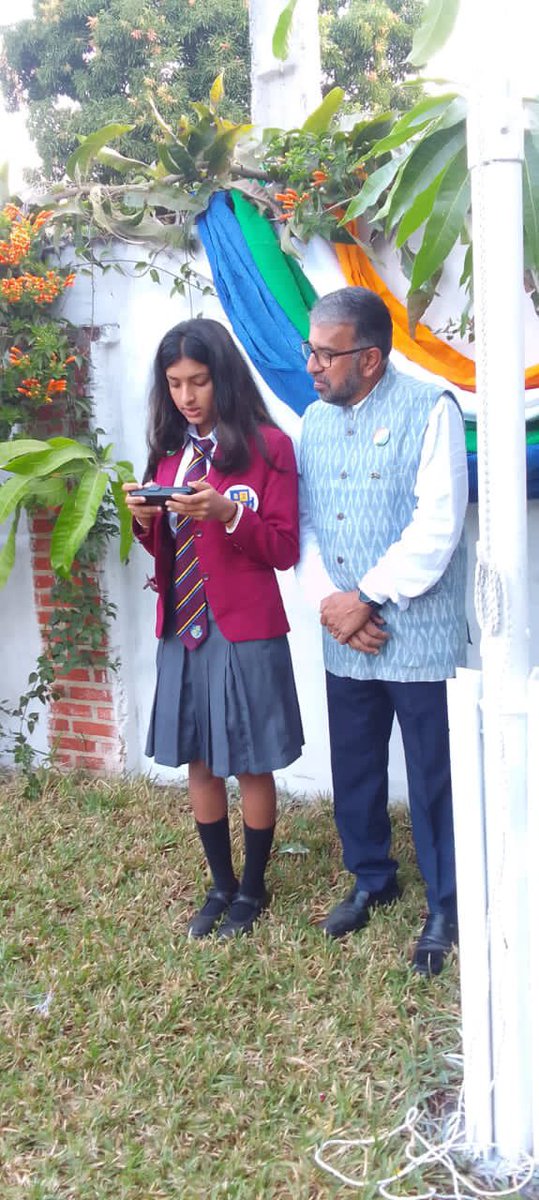 Indian Republic Day 26th January.
BISG student Ahaana Kurien reading out the Address to the Nation by the President of India to the Indian community after the unfurling of the flag.