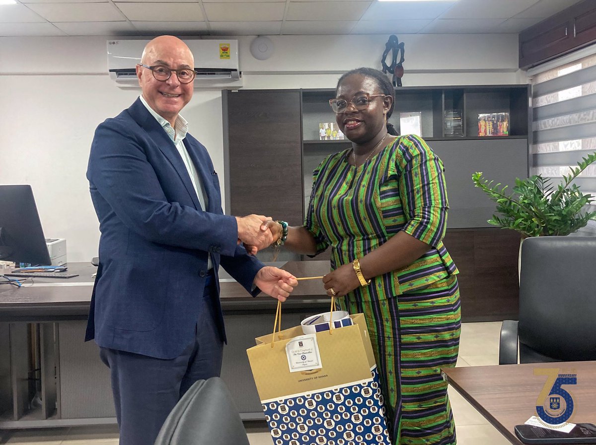 Vice-Chancellor, University of Ghana (@univgh_vc) on Twitter photo On Thursday January 26, 2023, Prof. Joseph E. Aoun <a href="/PresidentAoun/">President Aoun</a>, President of Northeastern University, <a href="/Northeastern/">Northeastern U.</a>, Boston visited my office to discuss how our institutions can collaborate to address compelling global challenges, including Climate Change issues.
1/2 On Thursday January 26, 2023, Prof. Joseph E. Aoun <a href="/PresidentAoun/">President Aoun</a>, President of Northeastern University, <a href="/Northeastern/">Northeastern U.</a>, Boston visited my office to discuss how our institutions can collaborate to address compelling global challenges, including Climate Change issues.
1/2