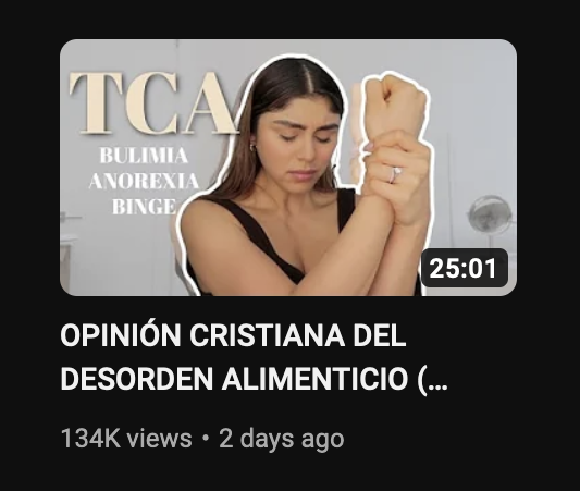 La influencer Pautips ha subido un video a YouTube diciendo que los trastornos alimenticios como la bulimia y la anorexia son causados por Satán. Ese video debe ser reportado por desinformación médica. Ante problemas médicos debes consultar a un médico, no a un influencer.