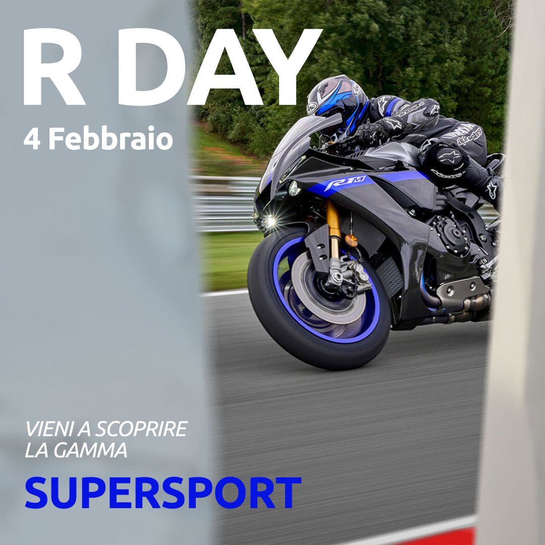L’R Day sta arrivando 🏍️

Vieni a trovarci il 4 febbraio nelle concessionarie per scoprire tutte le moto della gamma Yamaha Supersport 2023 e partecipa al #concorso per vincere il cappellino #Yamaha e la possibilità di assistere al #GP di #Misano dalla nostra tribuna esclusiva.