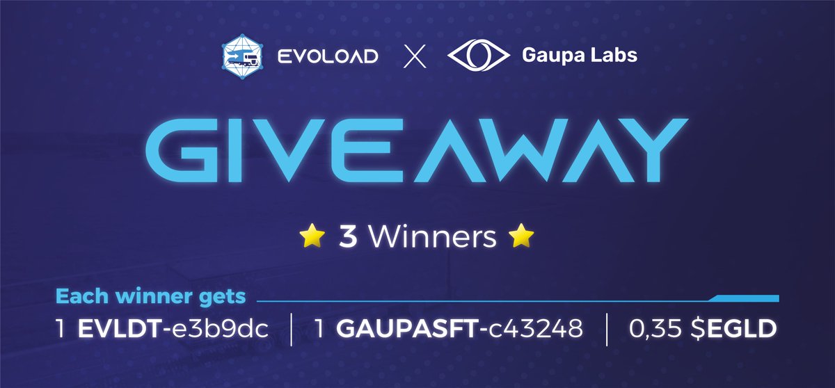 To celebrate our new partnership, we are hosting a giveaway together that will reward 𝟯 𝗹𝘂𝗰𝗸𝘆 𝘄𝗶𝗻𝗻𝗲𝗿𝘀!

To participate:
1️⃣ Follow <a href="/evoload/">Evoload 🚚</a> &amp; <a href="/GaupaLabs/">Gaupa</a> 
2️⃣ Like &amp; RT this thread
3️⃣ Tag 3 #MultiversX friends

🏆 Winners announcement in 72hrs