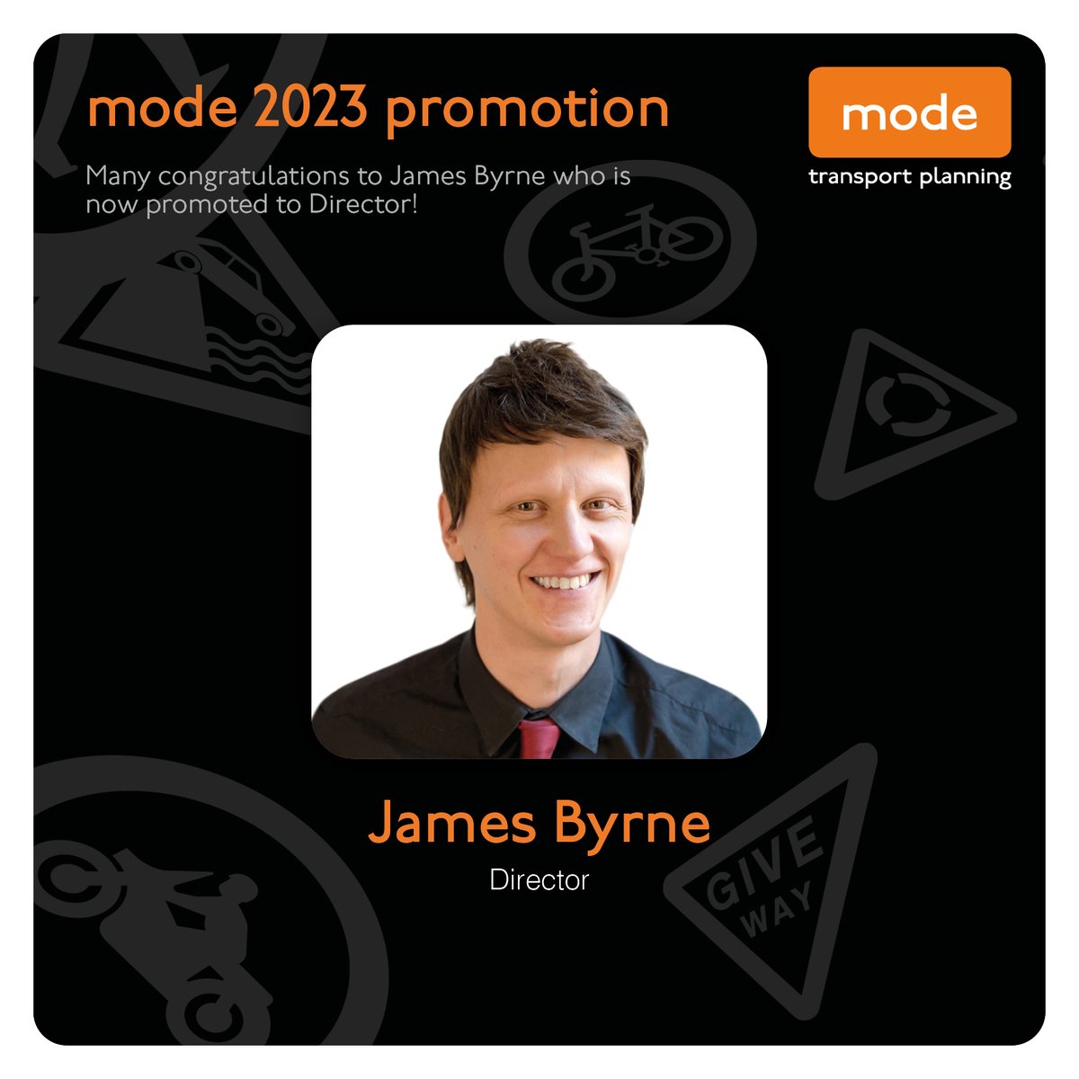 mode_transport's tweet photo. Congratulations to James Byrne who has been promoted to Director this year! James works out of our Birmingham office and joined mode as a principal transport planner eight years ago.

#themodeway #transportplanning #careerdevelopment #careergoals #career #careergrowth #careers https://t.co/pAZzaSMCNe