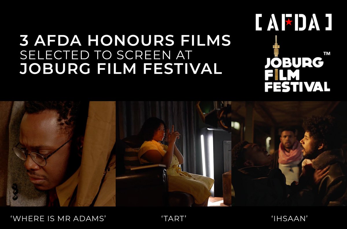 3 AFDA honours films selected to screen at Joburg Film Festival

AFDA is proud to announce that the 2021 honours graduation films, ‘Ihsaan’ and ‘Where is Mr Adams’ from AFDA Cape Town and ‘Tart’ from AFDA Johannesburg have been selected to screen at the Joburg Film Festival 2023