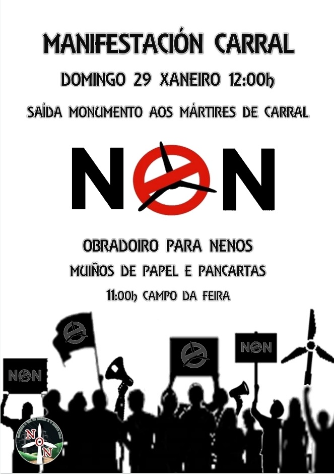 ConvocatoriasGz's tweet photo. 📣📆 #29X #Carral | Manifestación contra os eólicos das Encrobas.

📌 Monumento aos Mártires

🕰️ 12h

Convoca @XaloBarcia. https://t.co/GMgrRj1ELy