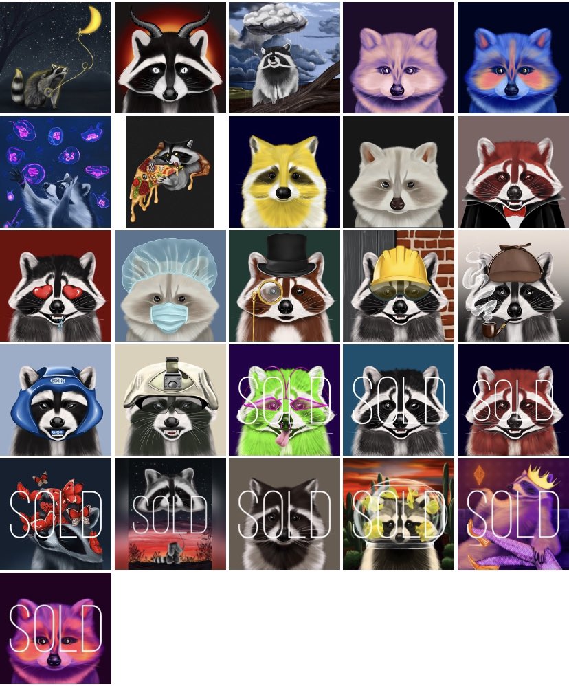 RACCOON’S VILLAGE  COLLECTION 🦝

Each raccoon is a person with its senses, feelings, mood and features.

You can choose your reflection in Raccoon's Village.

50% of proceeds will be donated to animal shelters❤️‍🩹

26 Minted
9/26 SOLD 

Floor price 0,03 $ETH