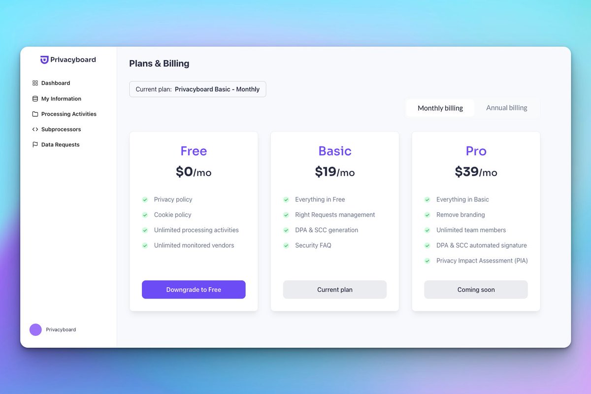 Just finished integrating <a href="/lemonsqueezy/"></a> inside our app👌

On monday, <a href="/Privacy_Board/">PrivacyBoard</a> will finally become a paid product!

NB: only premium features will require a paid plan 😉