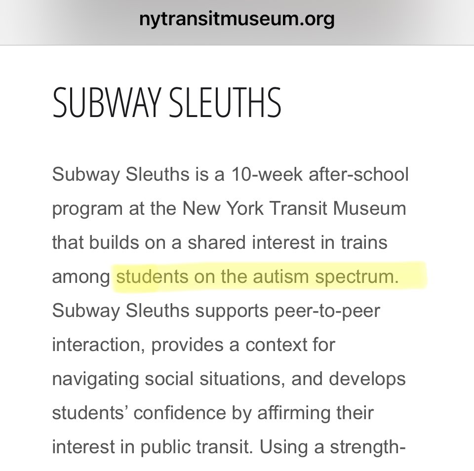 In 2023 (yes, you read that correctly), <a href="/NYTransitMuseum/">NY Transit Museum</a> is subjecting autistic children on the spectrum to mandated masking during their 10 wk after school program for the mere cost of $350. Just plain inhumane.