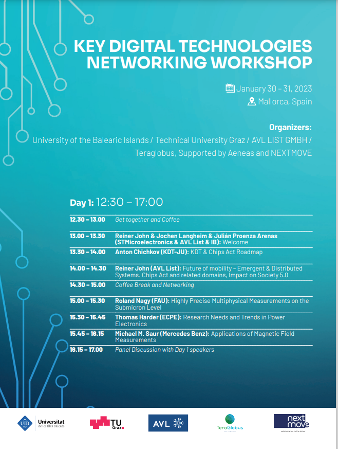 NewControl_eu's tweet photo. 🔉Next week, we are going to be present at Key Digital Technologies Networking Workshop! The event will take place on the 30-31 January in Mallorca, Spain! 
@KDT_JU @AENEAS_EU @AVL_List @TeraGlobus @tugraz https://t.co/cHmGbvEryw