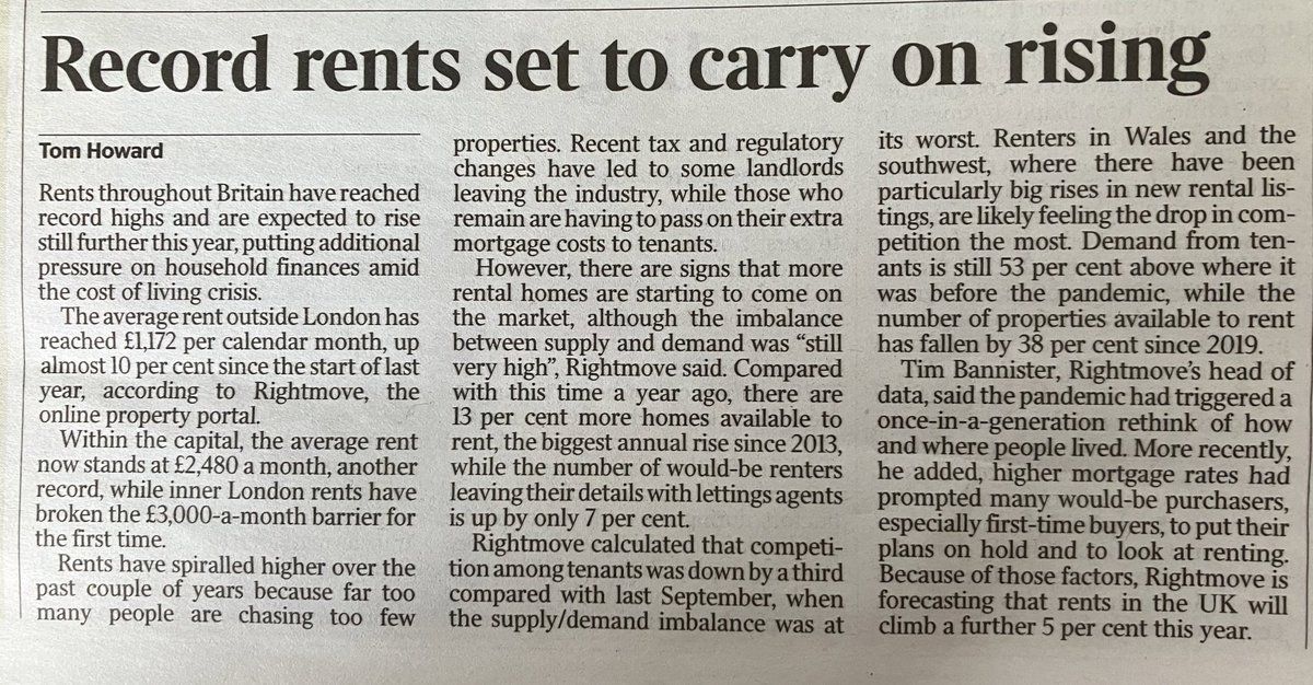 rorymeakin's tweet photo. Shout out to all those MPs, councillors and ‘local patriots’ campaigning against ‘out of character’, ‘too bulky’ or ‘green belt’ developments.
Average inner London rents now exceed £3,000pcm 🥳 https://t.co/7SmNG5qyIJ