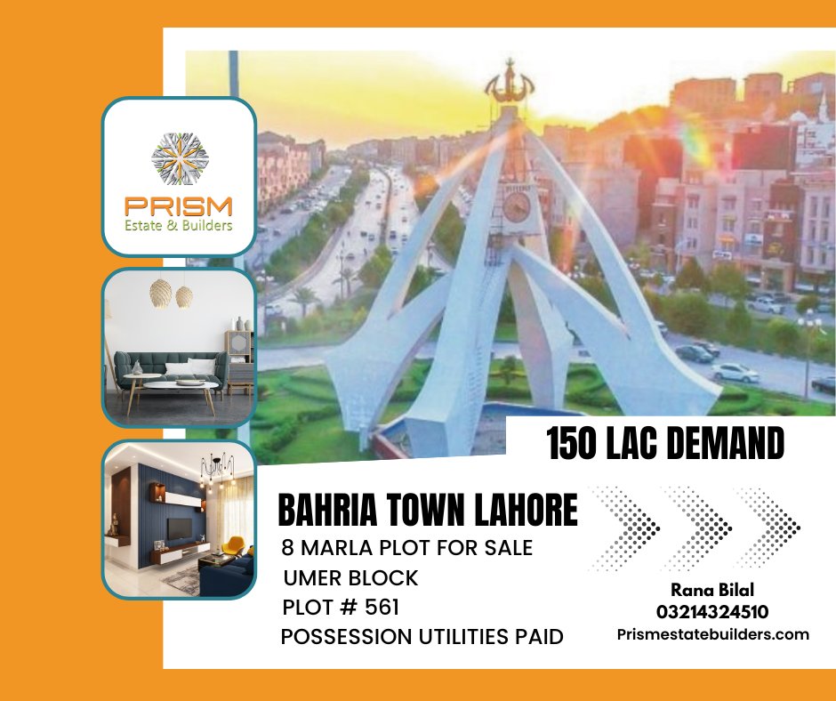 prism_town's tweet image. Bahria Town Lahore
8 Marla Plot For Sale
Plot # 561
Umer Block
Possession utilities paid

Further Details 
03214324510

#bahriatownlahore #BahriaOrchardplot #BahriaOrchardshop #bhariatownplot #bahriatownhouseforsale #lahoeproperty #propertymanagement #propertyinvestor