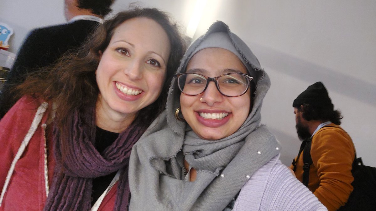 Today, I met <a href="/AngularGirls/">ngGirls</a> founder, lovely <a href="/ShmuelaJ/">Shmuela Jacobs</a>, in person for the first time in #expertssummit. Taking this picture for <a href="/zenabSalimKhan/">Zainab Salim🇵🇰🇩🇪</a>, we used to organize <a href="/nggirlskhi/">ngGirls Karachi</a> workshops in Karachi before moving to Germany ❤️ miss those times ✨️
#gdesummit #GoogleDevEurope #gde