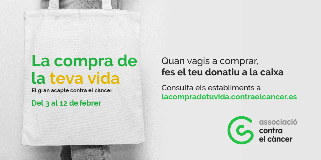 ContraCancerBCN's tweet photo. Del 3 al 12 de febrer, pots fer la compra de la teva vida i col·labora en la #lluitacontraelcàncer en passar per caixa en el teu comerç preferit 🛍️💚👉 https://t.co/58FRsGDHw5 https://t.co/LjBAfYU4zT