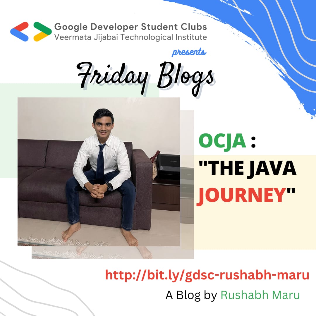 gdsc_vjti's tweet photo. #Java, #Oracle...sounds cool right? Well it is, when you are an Oracle Certified Java Associate(OCJA)!
Here's Rushabh Maru from TY Computers to let you all know his journey of becoming an #OCJA, presented to you by GDSC VJTI!✨
Read it here: https://t.co/CNiv8T1yJO
@gdgmumbai https://t.co/W8flmaMVQZ