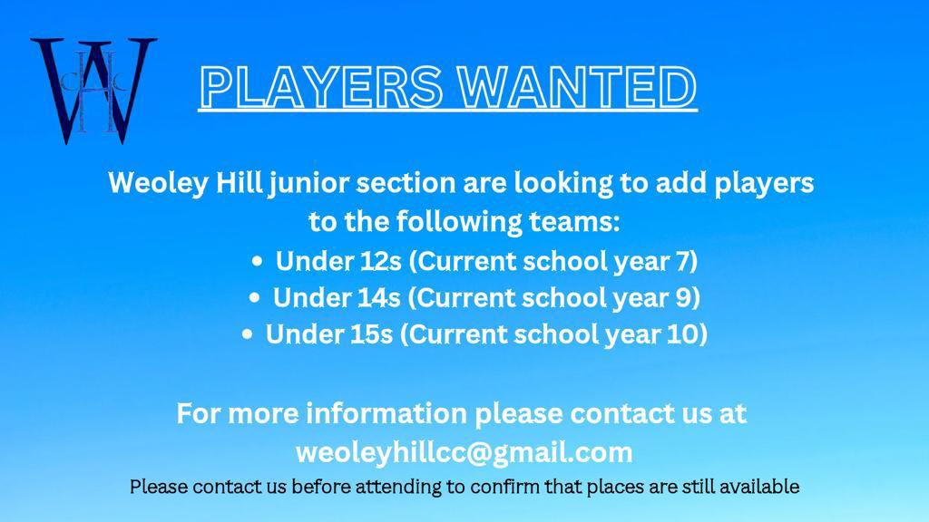 PLAYERS WANTED 

Our junior teams have some spaces where we are looking to add players to ahead of the 2023 season. 

If your interested for your child/children, please don’t hesitate to get in touch for further information. 

Shares appreciated.