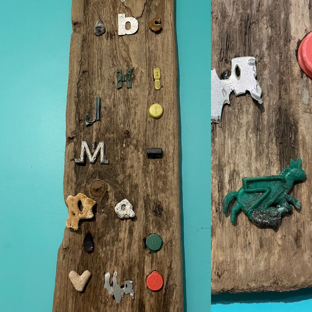 BeachBonkersHQ's tweet image. My #beachcombed alphabet is almost complete. Bit of wood was heavily painted on the back so I was happy to take it off the beach. Always been intrigued by the Z/zebra. Does anyone recognise where it might be from? (And the very gothic P could have been so many other letters!)