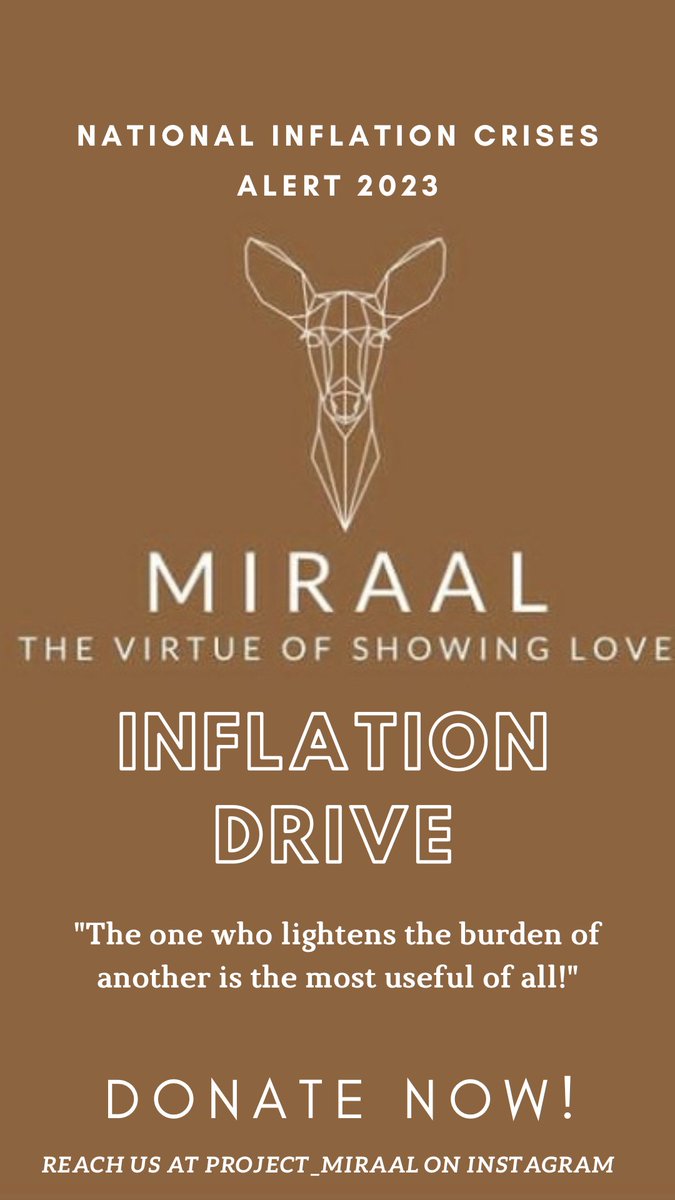 projectmiraal's tweet photo. Hey you guys! Miraal has launched an inflation drive to support the fellow Pakistanis in this unbearable financial crunch.
 Please donate to Miraal for this noble cause 💛✨
#projectmiraal
#inflationdrive https://t.co/bGOBz1pAz9