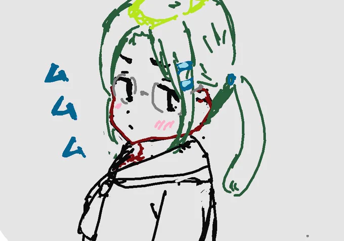 パスパルトゥーで描いた緑髪のメガネ女好き(名前はない) 
