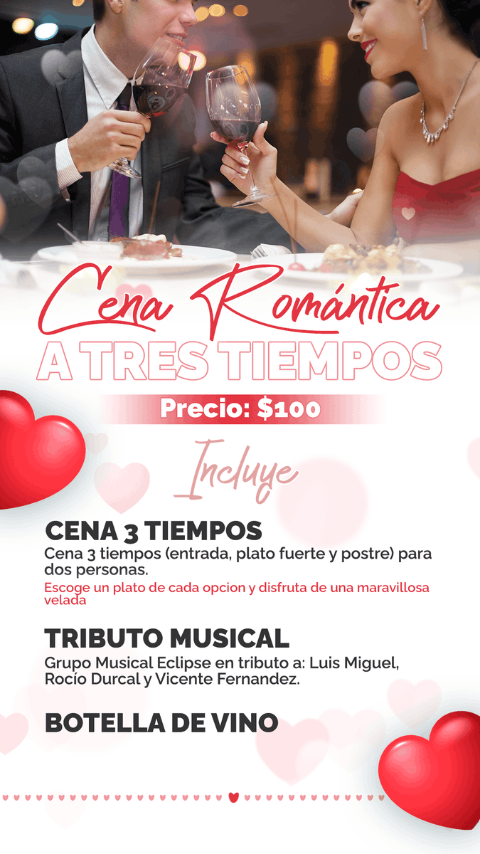 HotelPipo's tweet photo. 3. CENA ROMÁNTICA A 3 TIEMPOS 🍽️💕 https://t.co/3y0kppCuFs