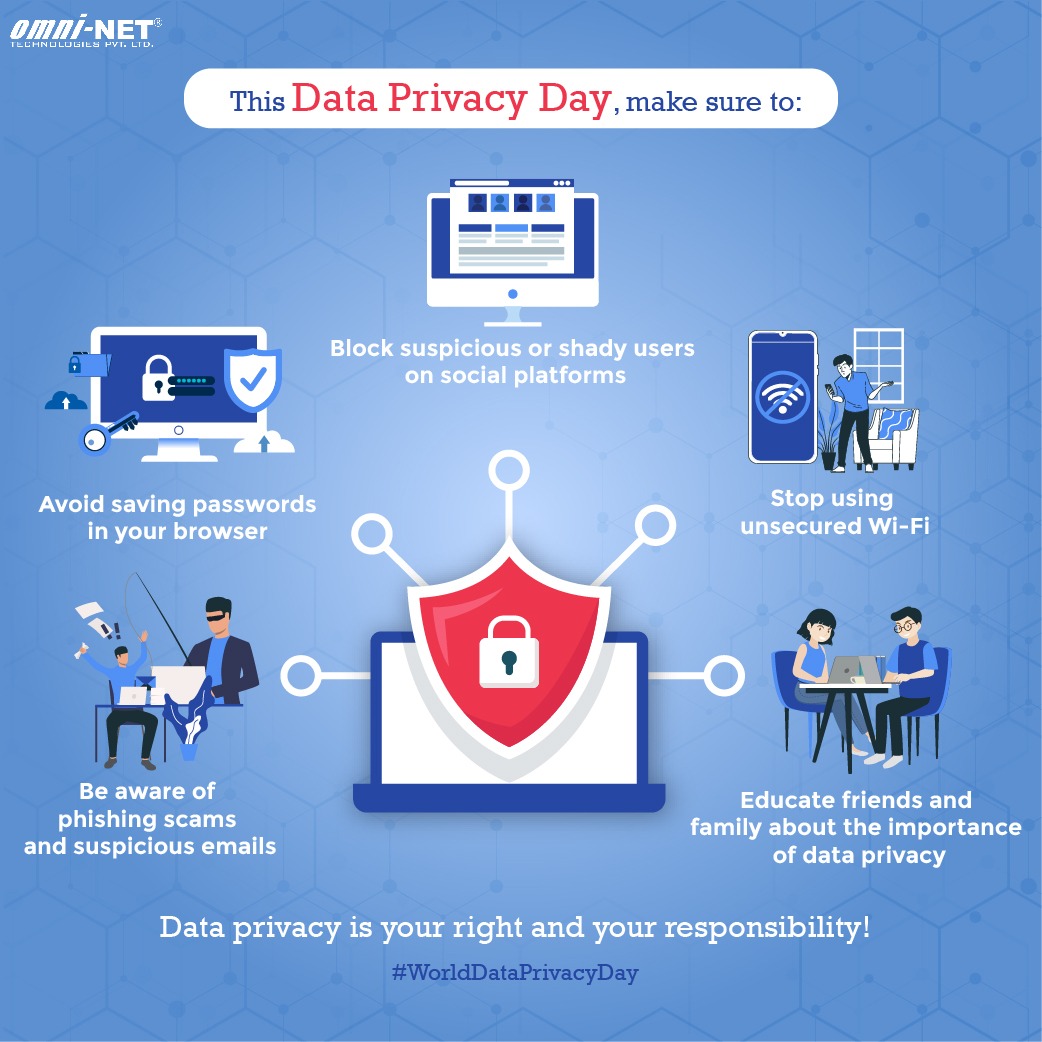 OmninetTech's tweet photo. Data Privacy Day is celebrated on January 28 around the world with the important objective of sensitising individuals and disseminating privacy practices and principles.
This Data Privacy Day, prioritise your privacy and keep your data protected!
#WorldDataPrivacyDay https://t.co/9Q9ZwUUDfX
