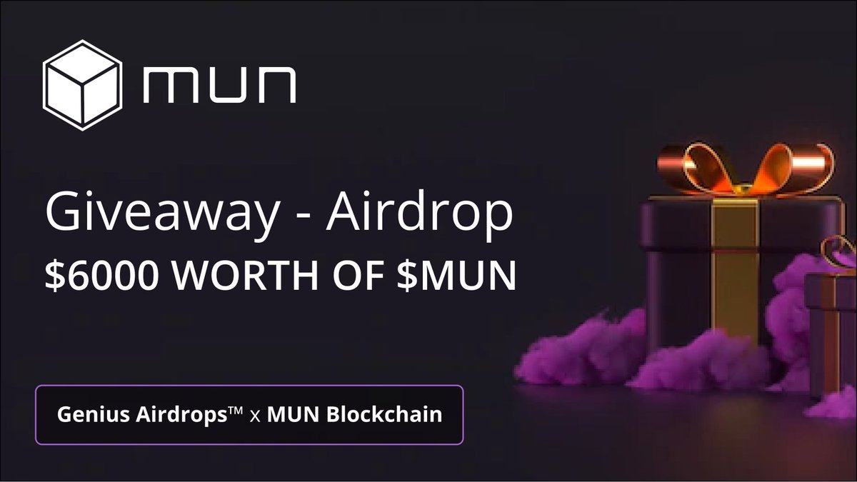 📣 MUN Blockchain X Genius Airdrops Massive #Giveaway

😱 Prize Pool-
🎁 6000$ Worth MUN Token 

To Enter:
✅ Follow <a href="/CryptoEarning17/">Genius Airdrops™</a> &amp; <a href="/munblockchain/">MUN ⚛️ The Remittance Blockchain</a>
✅ Like &amp; RT Tag 3 Friends 
✅ Finish tasks
giv.gg/mun

#Airdrop #Crypto #AirdropCrypto #Airdrops