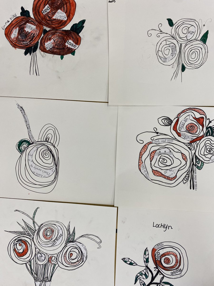Beautiful rose designs inspired by Robert Burns. Well done 1T! 🌹