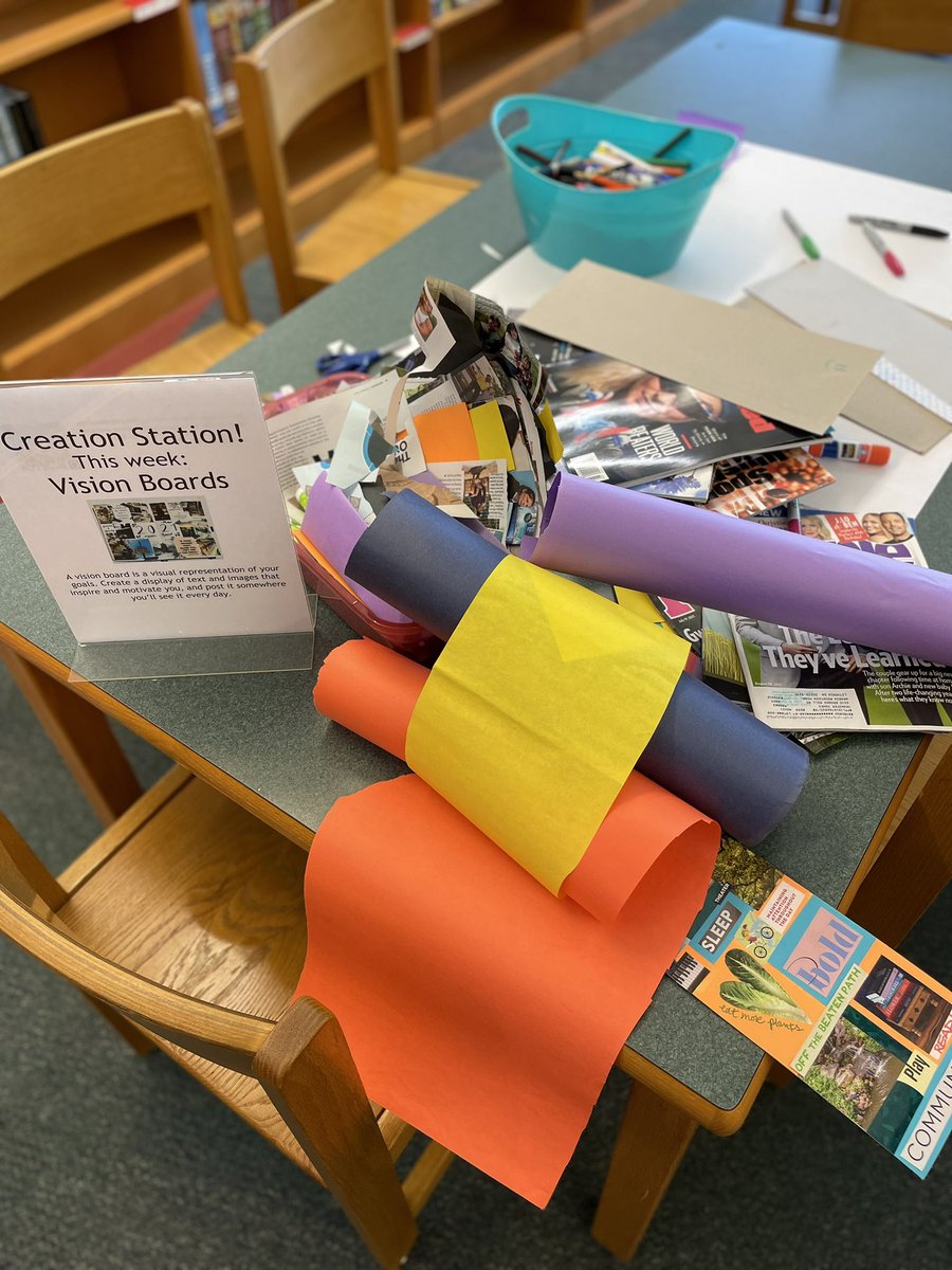 arabialibrary's tweet photo. The vision board table is a mess…and I couldn’t be happier. #goals #letsmakestuff https://t.co/9CkUULJeZK