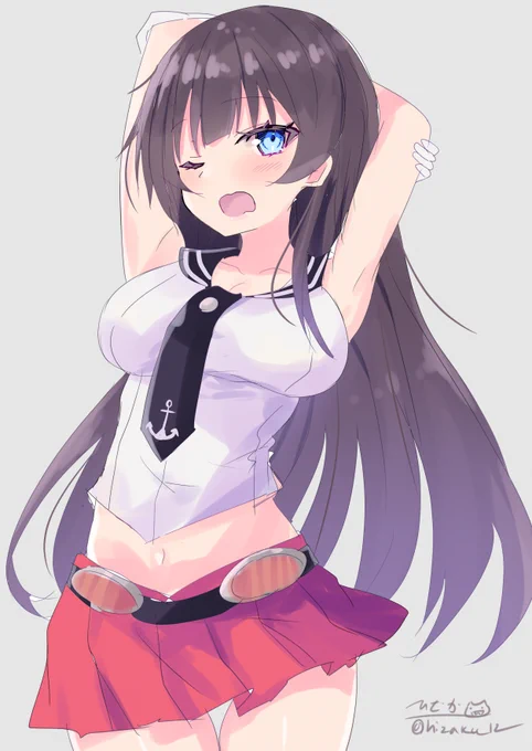 「ん～」伸びをする阿賀野#艦これ版深夜の真剣お絵描き60分一本勝負#艦これ版真剣お絵描き60分一本勝負_20230126 