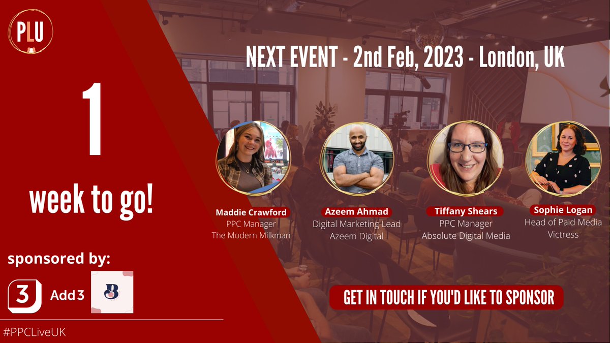 ppcliveuk's tweet photo. One week left!! We can't believe it - and again, we are all ready to get things going. We get better at organising this the more we do this - so this will be the most lit of the events! ๐ฅณ
https://t.co/iAN3kKAzbM
#PPC #PPCLiveUK #PPCEvent #2ndFerbruary #PPCMeetup #PPCChat https://t.co/rAoUzF68vb