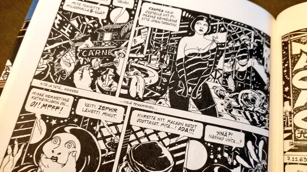 Currently reading Francesco Tullio #Altan's magnificent and mad Ada in Macao. Corruption, cynicism and stunningly weird black and white artwork. ⚡ #eurocomics #zumteufel