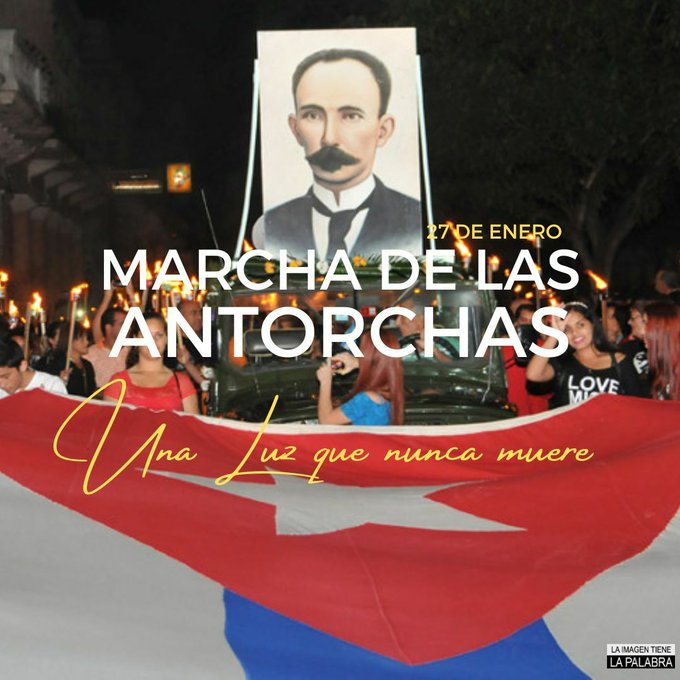 Una Marcha de las Antorchas virtual, , con las etiquetas #IdealesDeLuz #AntorchasMartianas #JuvenilMartiano, iluminará internet en la noche de hoy,  para conmemorar el aniversario 170 del natalicio de José Martí Nuestro Héroe Nacional #CubaMined