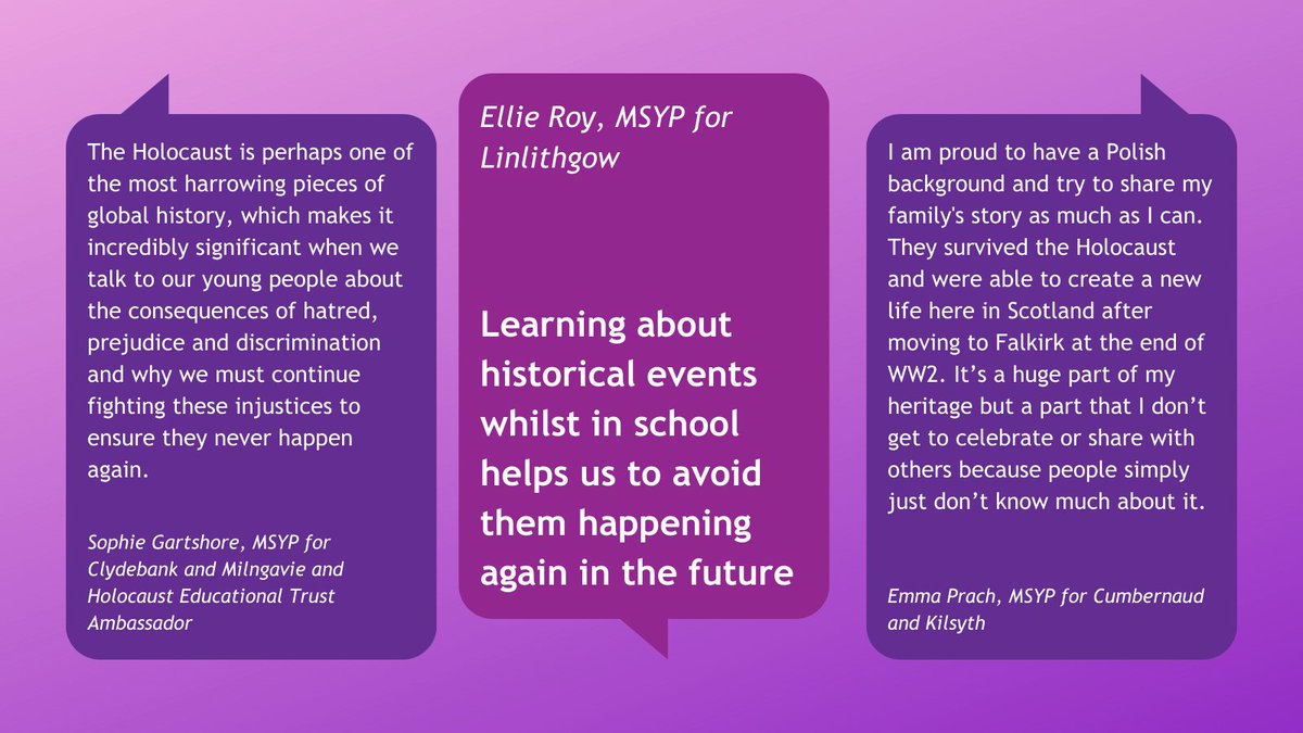 Scottish Youth Parliament (@officialsyp) on Twitter photo ๐ As part of #HolocaustMemorialDay, several MSYPs - @SophieGMSYP, @Ellie_MSYP and <a href="/EmmaPrach/">Emma Prach</a> - spoke to @DaisySHMSYP about Holocaust education and why it is so important
๐ฌ Here's what they had to say: ๐ As part of #HolocaustMemorialDay, several MSYPs - @SophieGMSYP, @Ellie_MSYP and <a href="/EmmaPrach/">Emma Prach</a> - spoke to @DaisySHMSYP about Holocaust education and why it is so important
๐ฌ Here's what they had to say:
